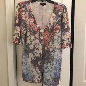 Color Works short sleeve loose knit jacket